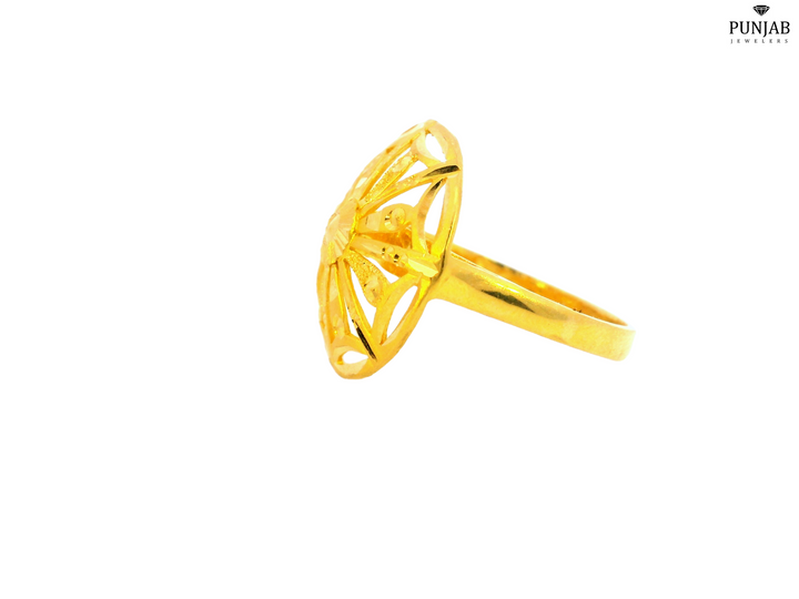 22K Yellow Gold Sunburst Openwork Ring with Polished Finish