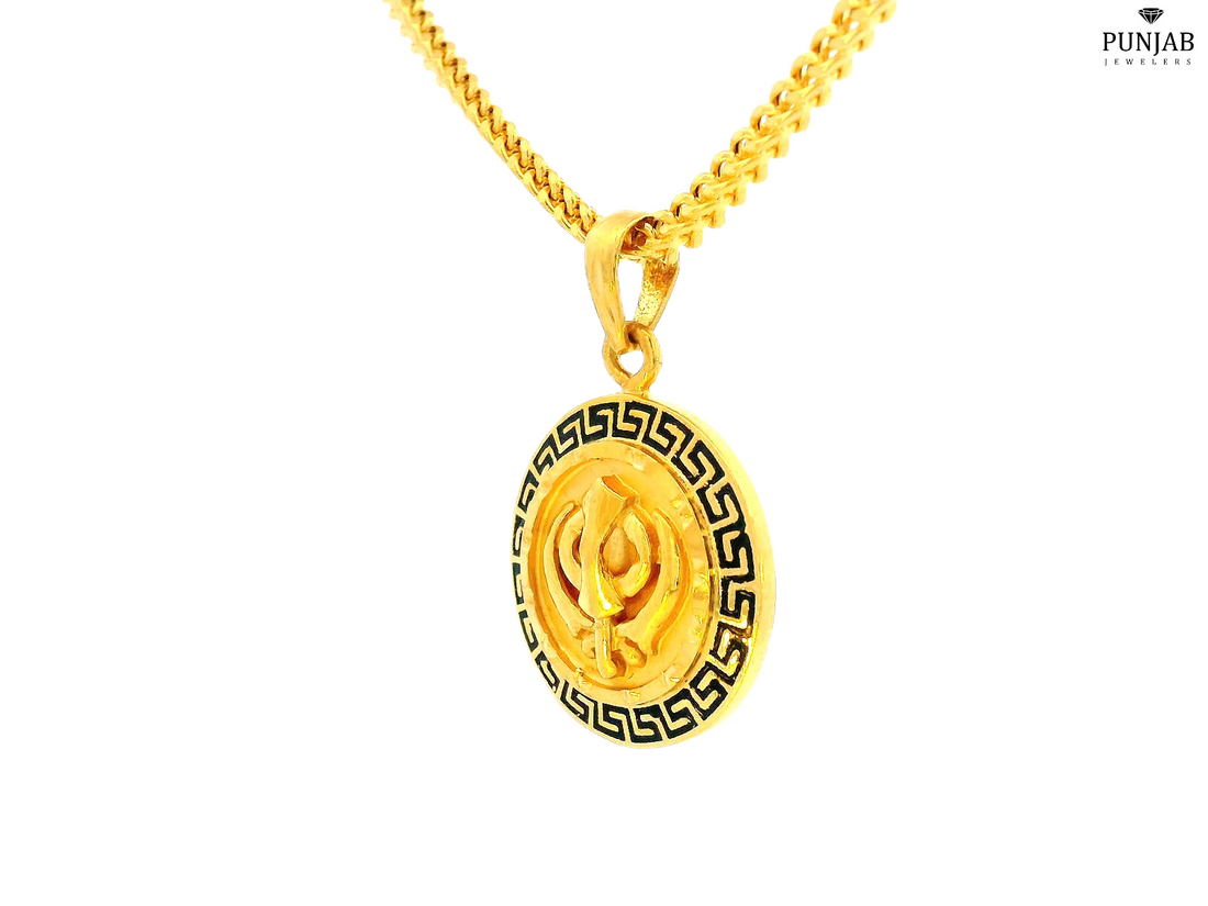 22K Yellow Gold Khanda Symbol Pendant