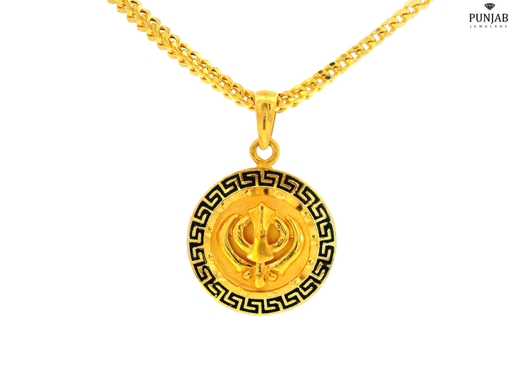 22K Yellow Gold Khanda Symbol Pendant