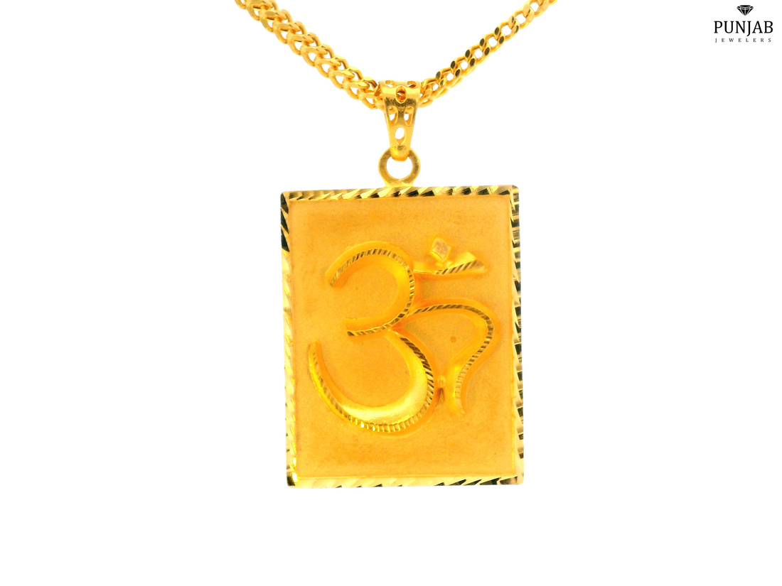 22K Yellow Gold OM and Lord Shiva Pendant