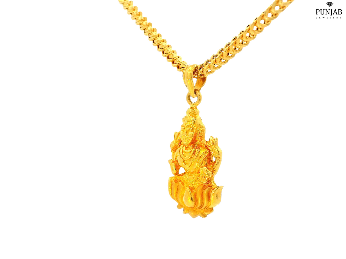 22K Yellow Gold Laxmi Mata Pendant