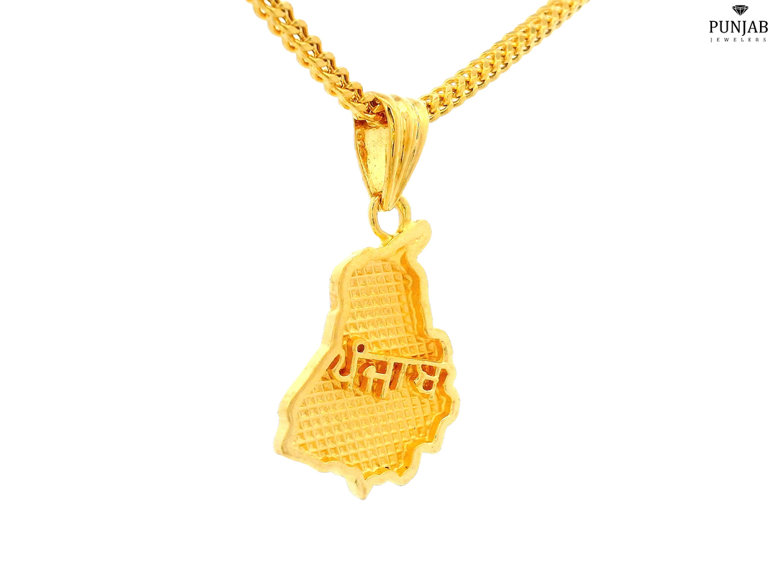 22K Yellow Gold Pendant with Punjab Map Design