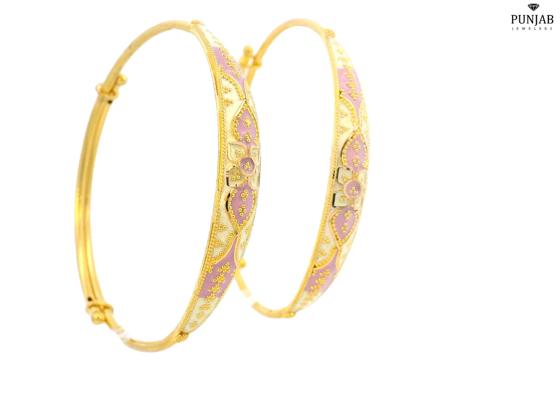 22K Yellow Gold Adjustable Meenakari Bangles