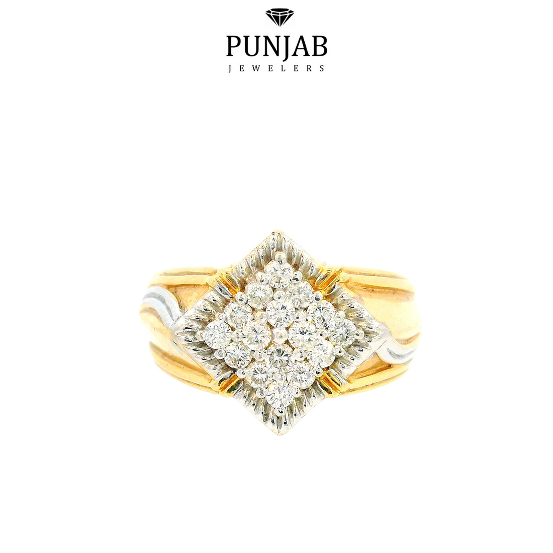 14K Yellow and White Gold Diamond Ring with 0.58 CT Diamond