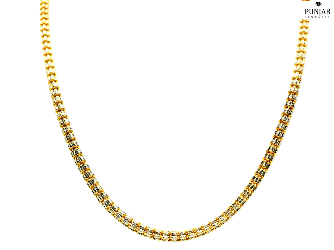 22K Yellow and White Gold Necklace with 7.75mm Width