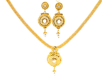 22K Yellow Gold Pearl & Gemstone Necklace Set | Elegant Dual-Stone Design