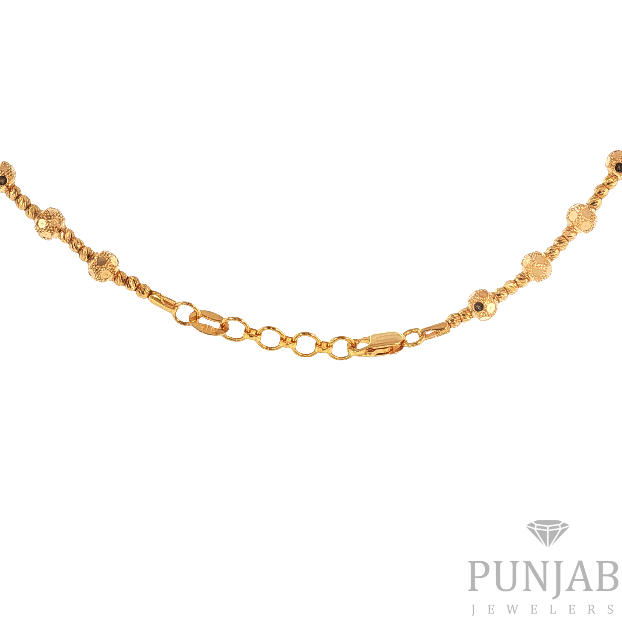 22K Classic Polished Yellow Gold Beaded Strand Necklace