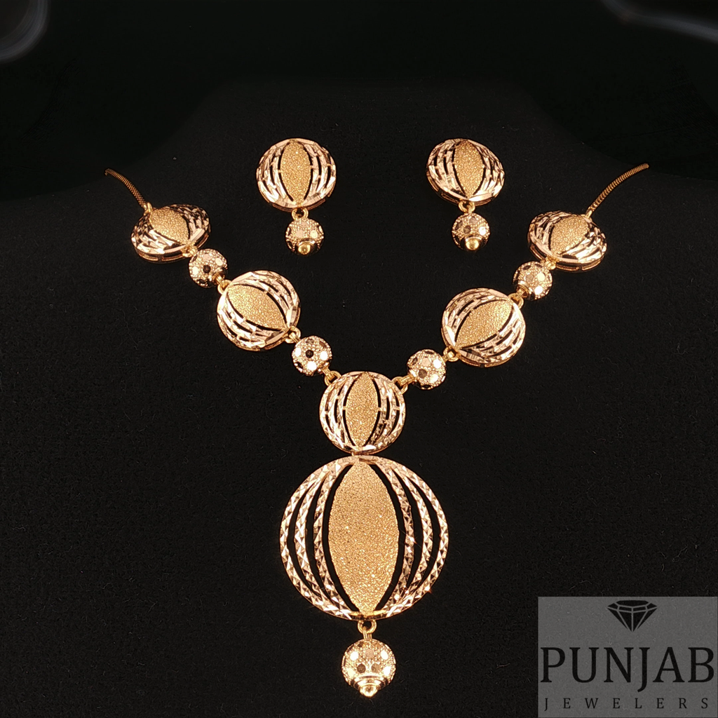 22K Polished Yellow Gold Beaded Strand Necklace