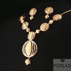 22K Polished Yellow Gold Beaded Strand Necklace