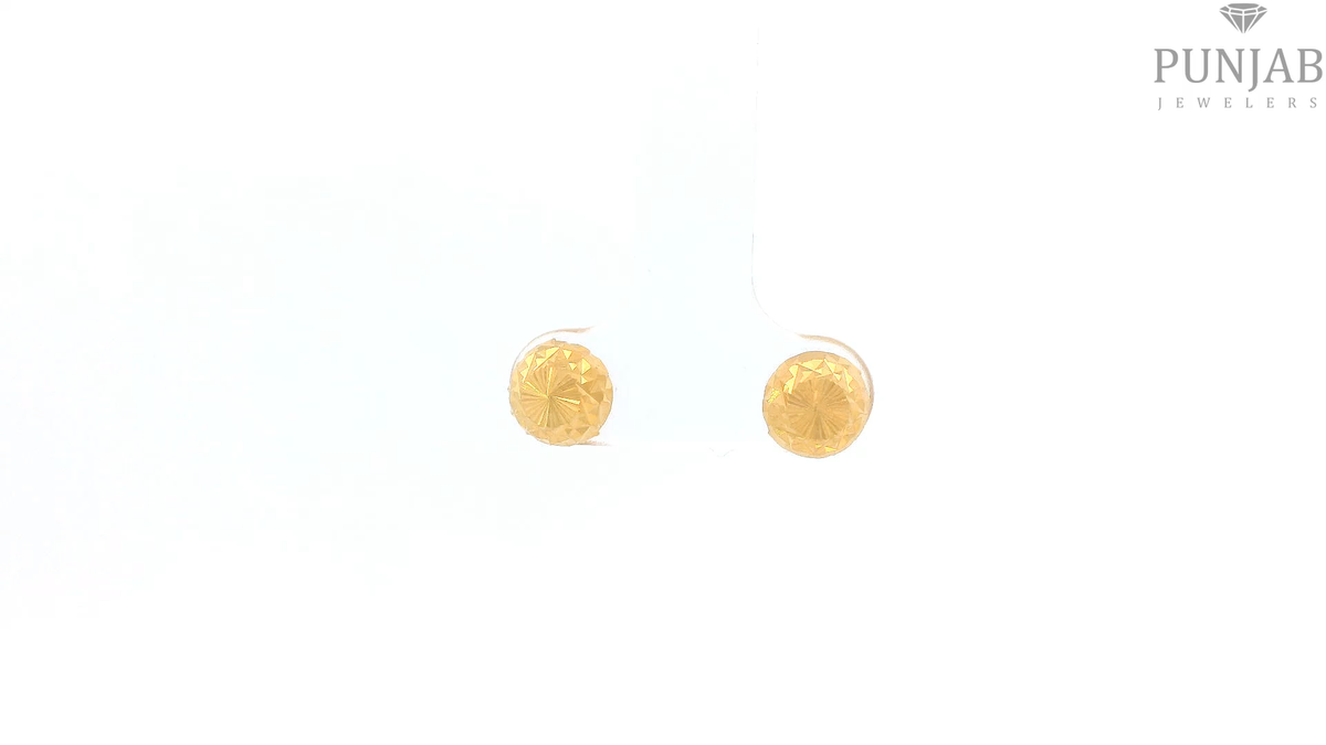 22K Yellow Gold Fancy Stud Earrings with Screw Back
