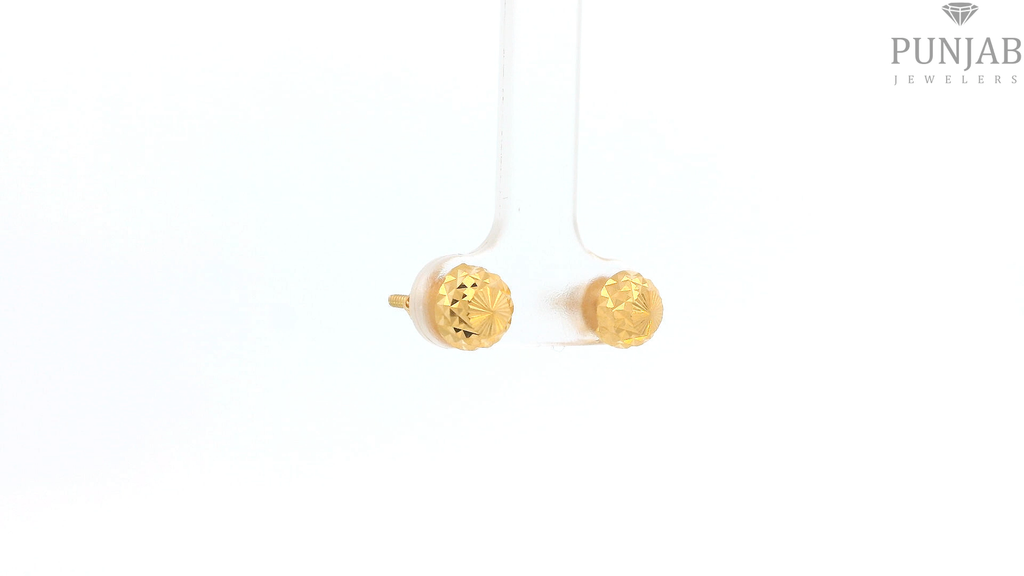 22K Yellow Gold Fancy Stud Earrings with Screw Back