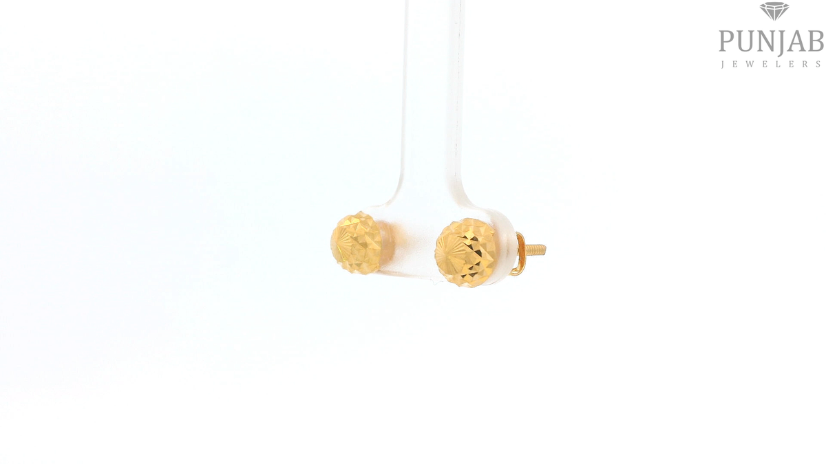 22K Yellow Gold Fancy Stud Earrings with Screw Back