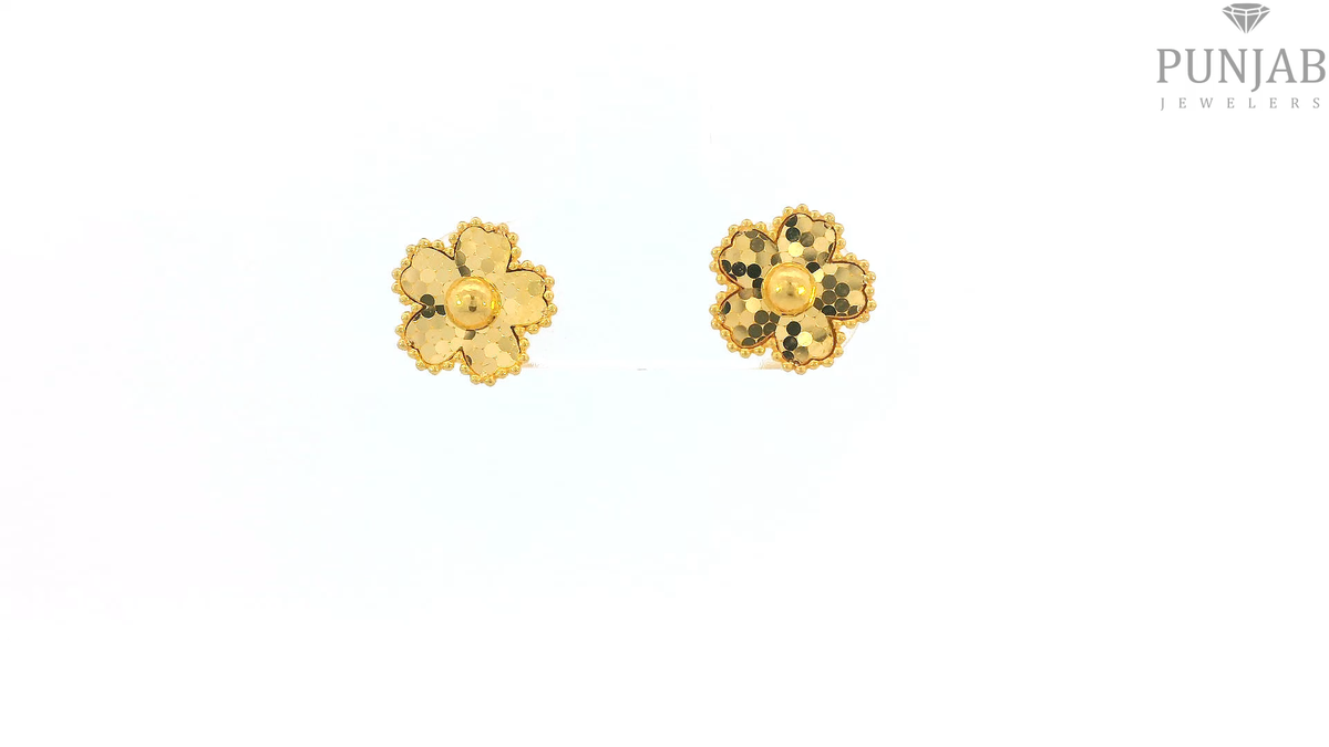 22K Yellow Gold Fancy Stud Earrings with Push Back