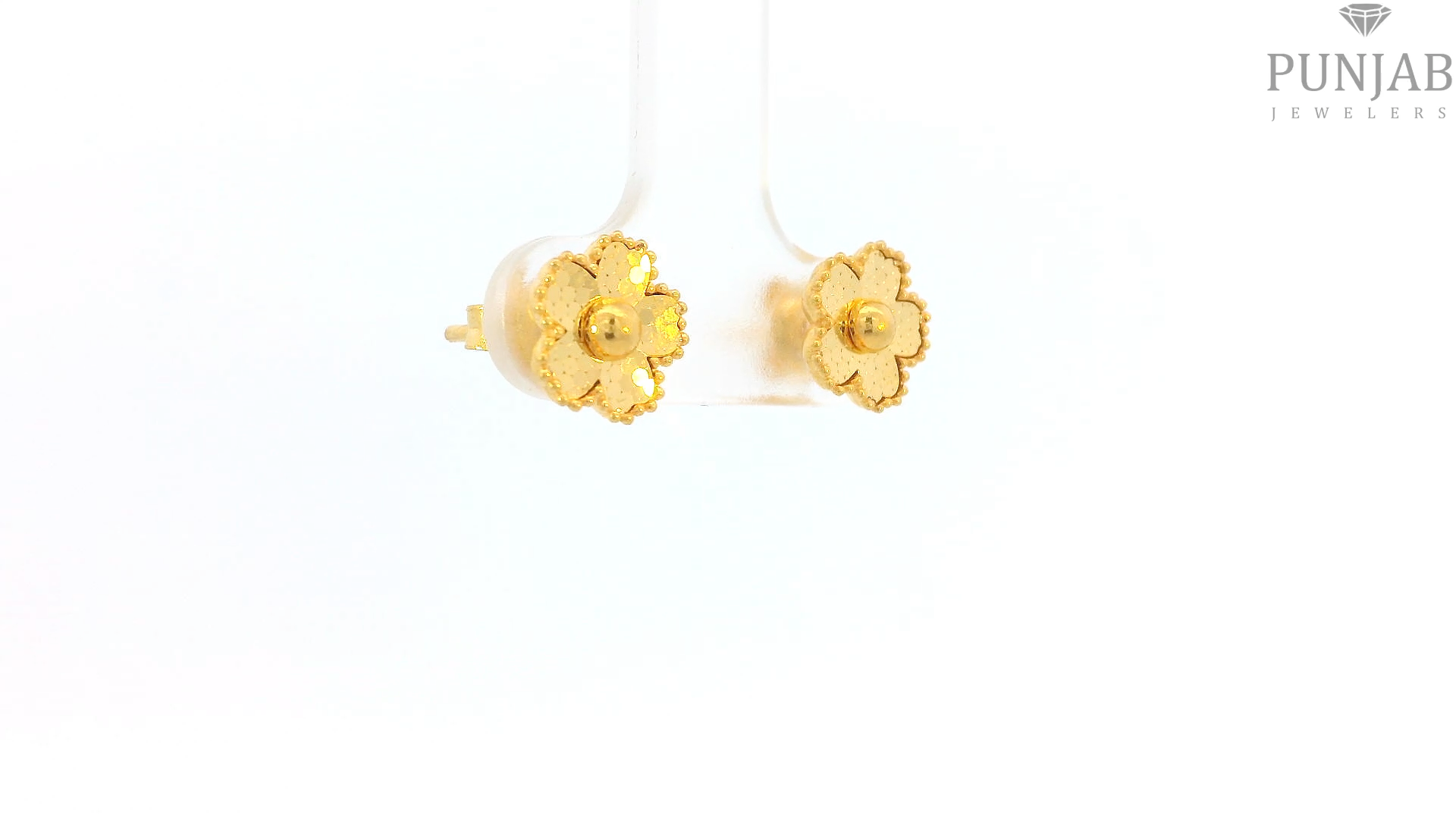 22K Yellow Gold Fancy Stud Earrings with Push Back
