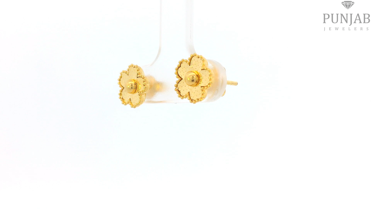22K Yellow Gold Fancy Stud Earrings with Push Back