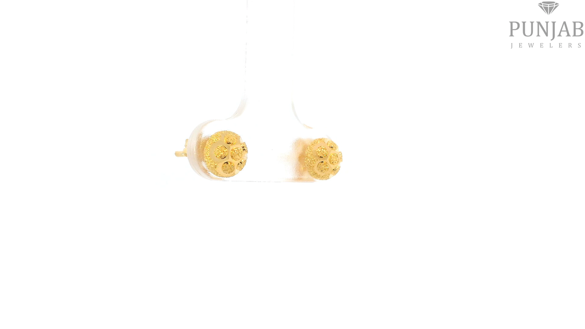 22K Yellow Gold Fancy Stud Earrings with Push Back