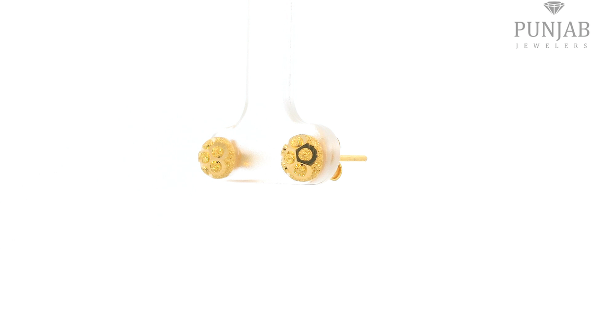 22K Yellow Gold Fancy Stud Earrings with Push Back