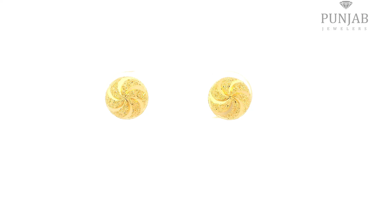 22K Yellow Gold Fancy Stud Earrings with Push Back