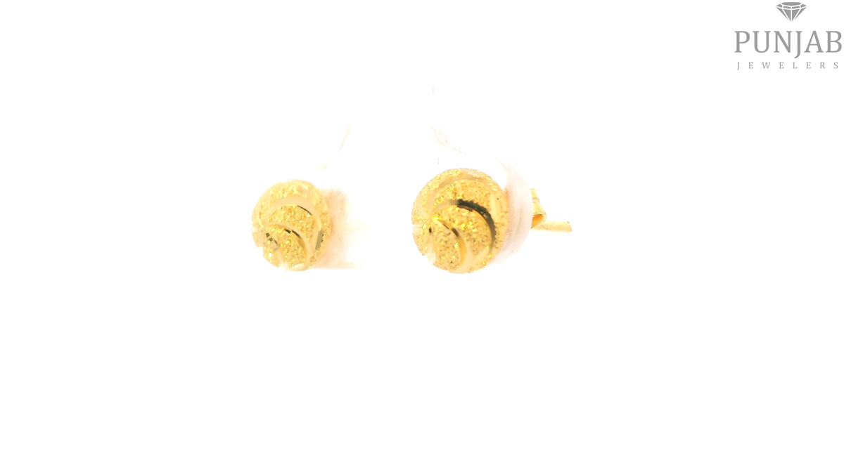22K Yellow Gold Fancy Stud Earrings with Push Back