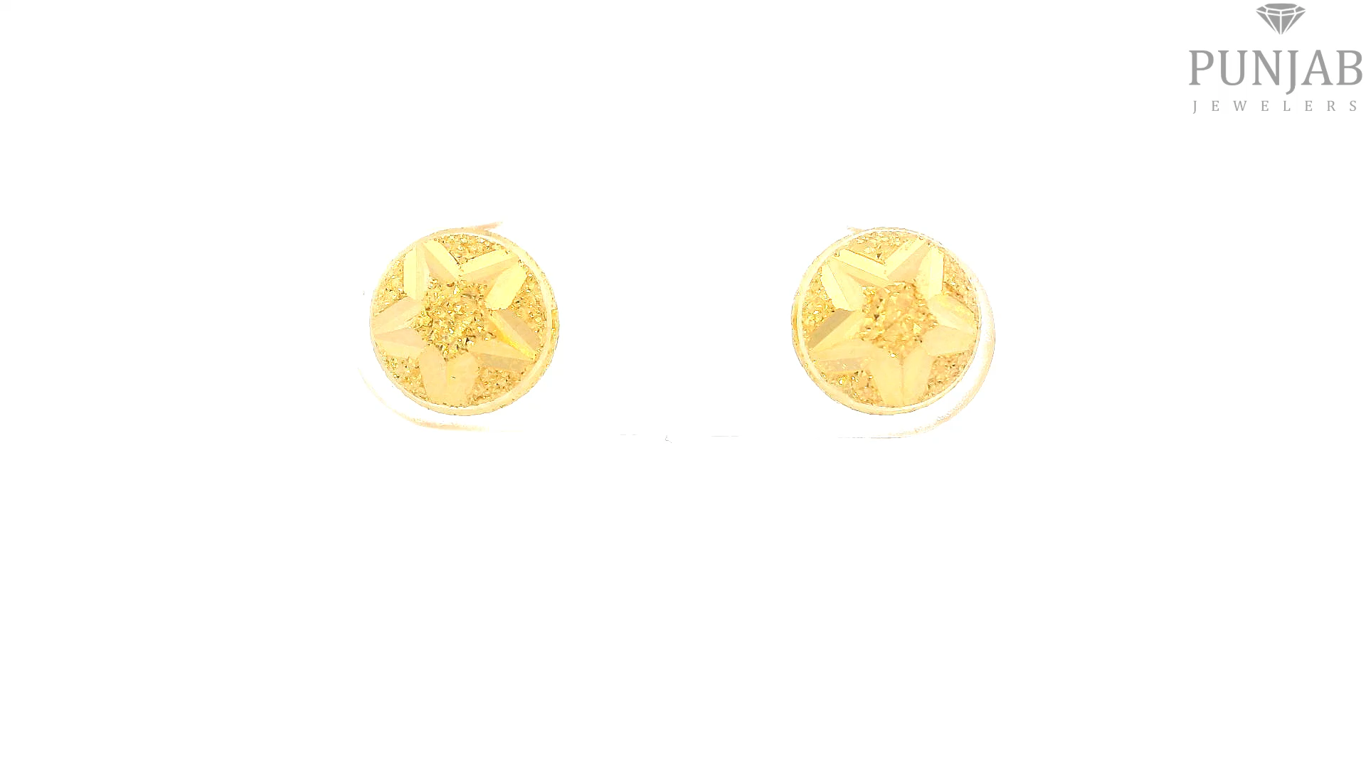 22K Yellow Gold Fancy Stud Earrings with Push Back