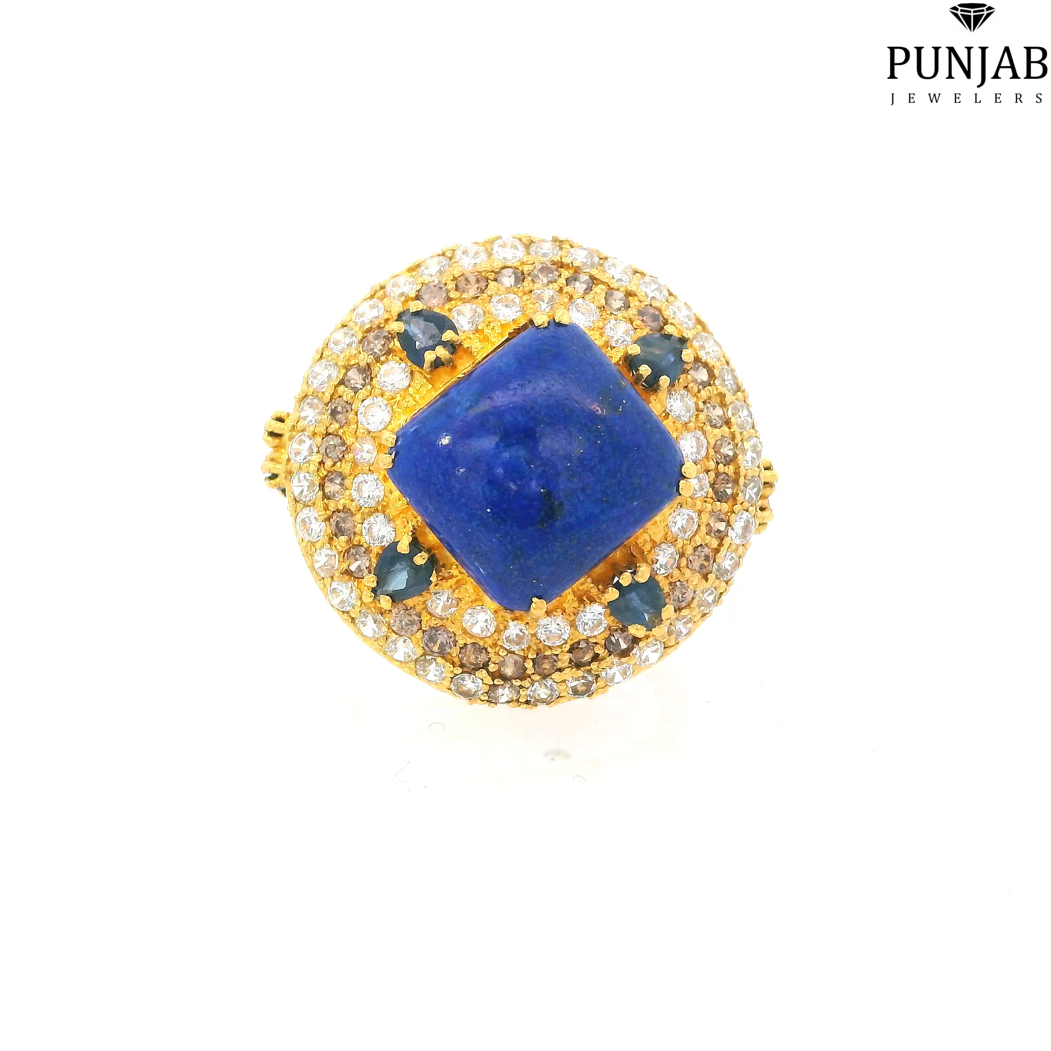 22K Yellow Gold Fancy Ring with Colored Stone