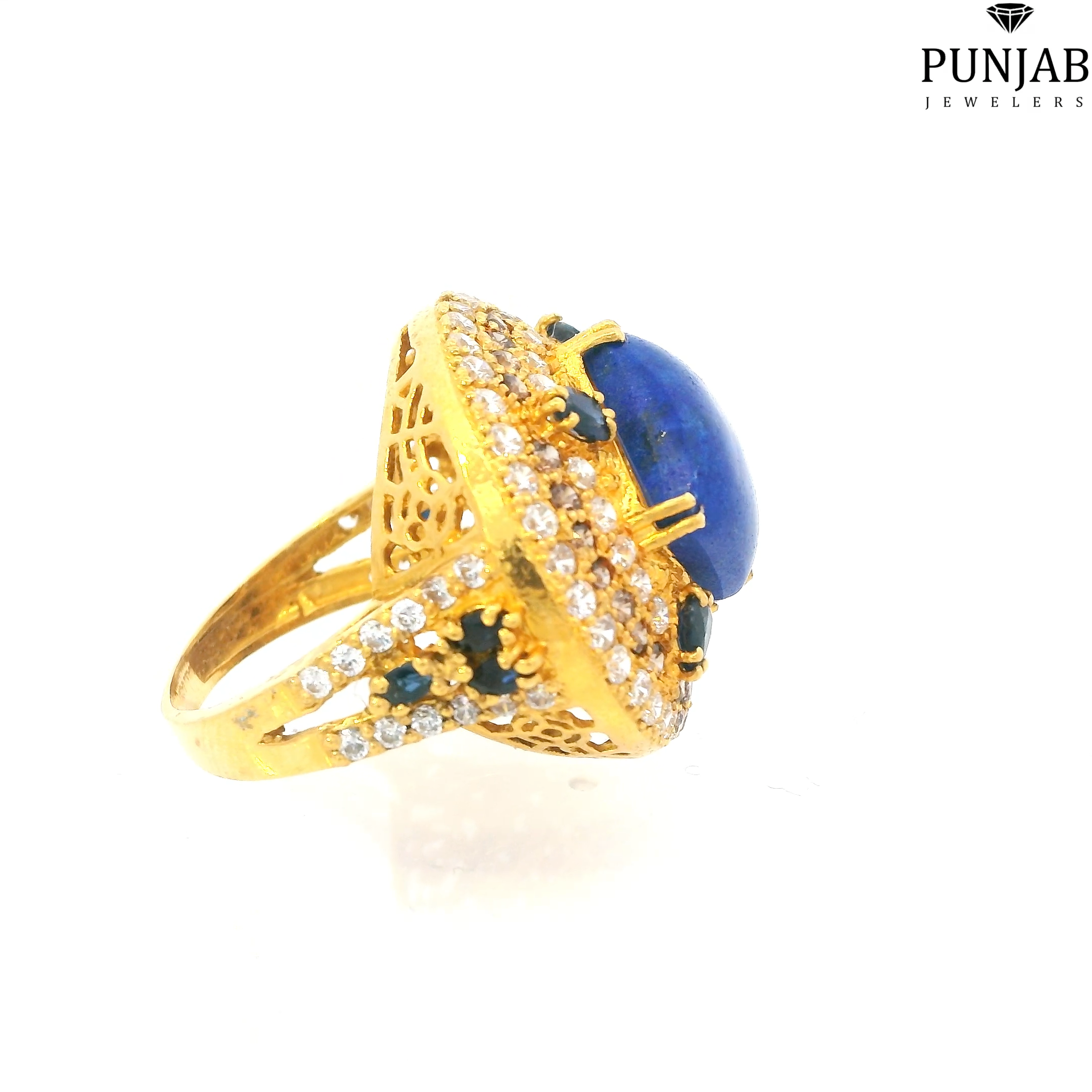 22K Yellow Gold Fancy Ring with Colored Stone
