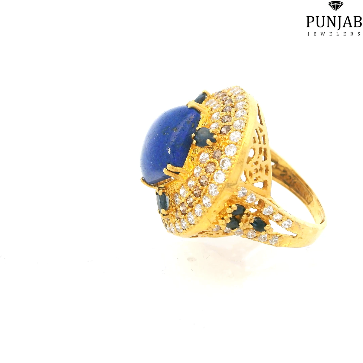 22K Yellow Gold Fancy Ring with Colored Stone