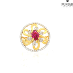 22K Yellow Gold Fancy Ring with Colored Stone