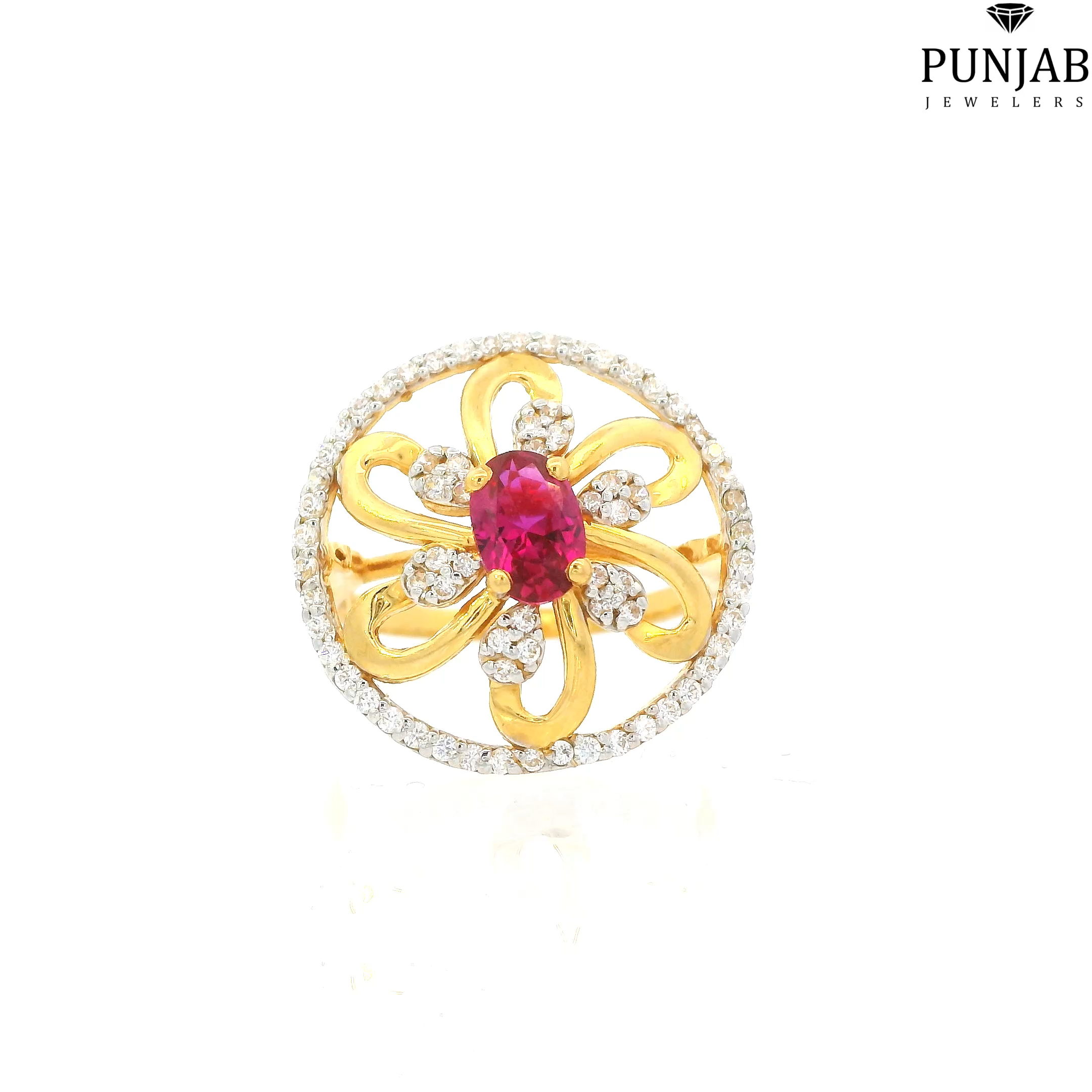 22K Yellow Gold Fancy Ring with Colored Stone