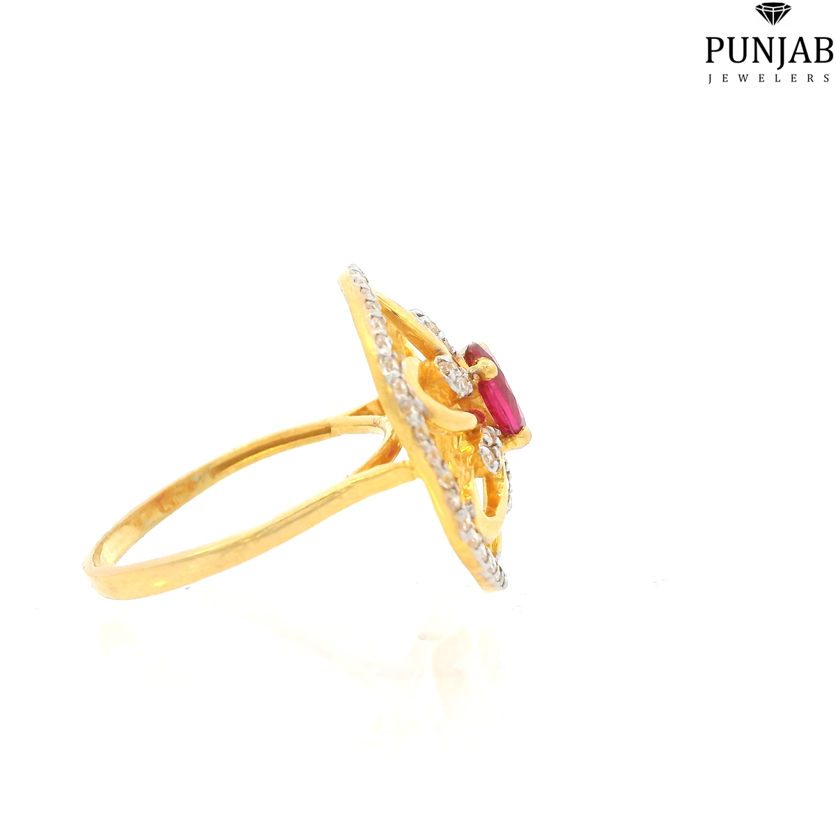 22K Yellow Gold Fancy Ring with Colored Stone