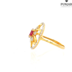 22K Yellow Gold Fancy Ring with Colored Stone