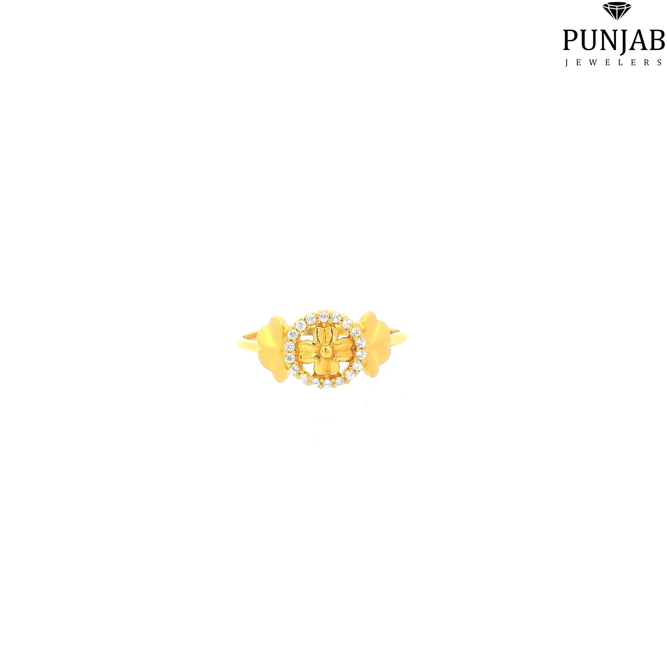 22K Yellow Gold Fancy Ring with Cubic Zirconia