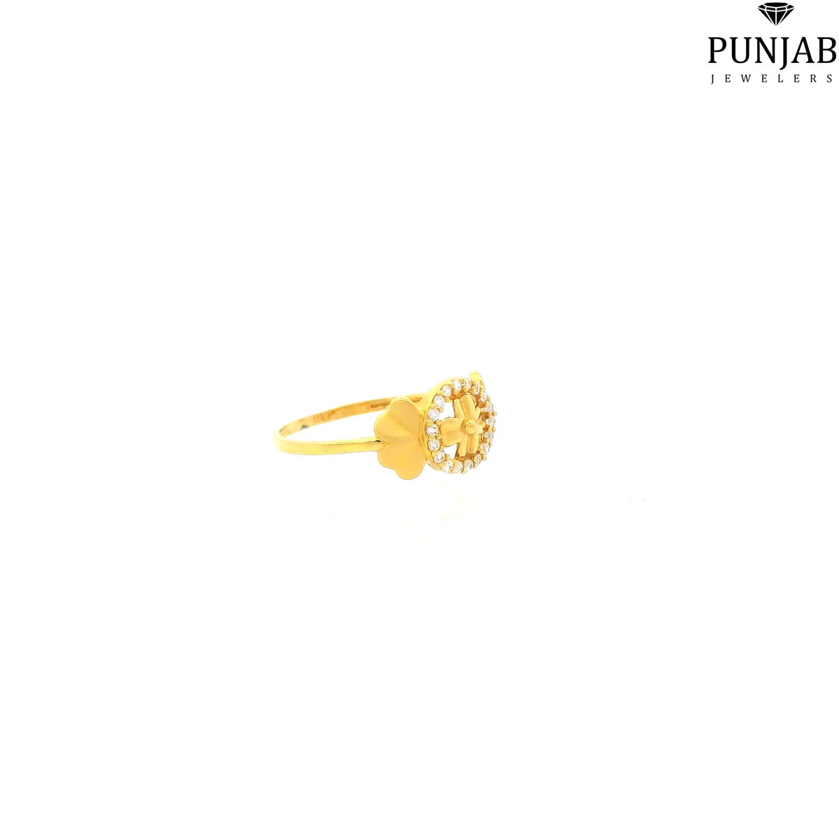 22K Yellow Gold Fancy Ring with Cubic Zirconia