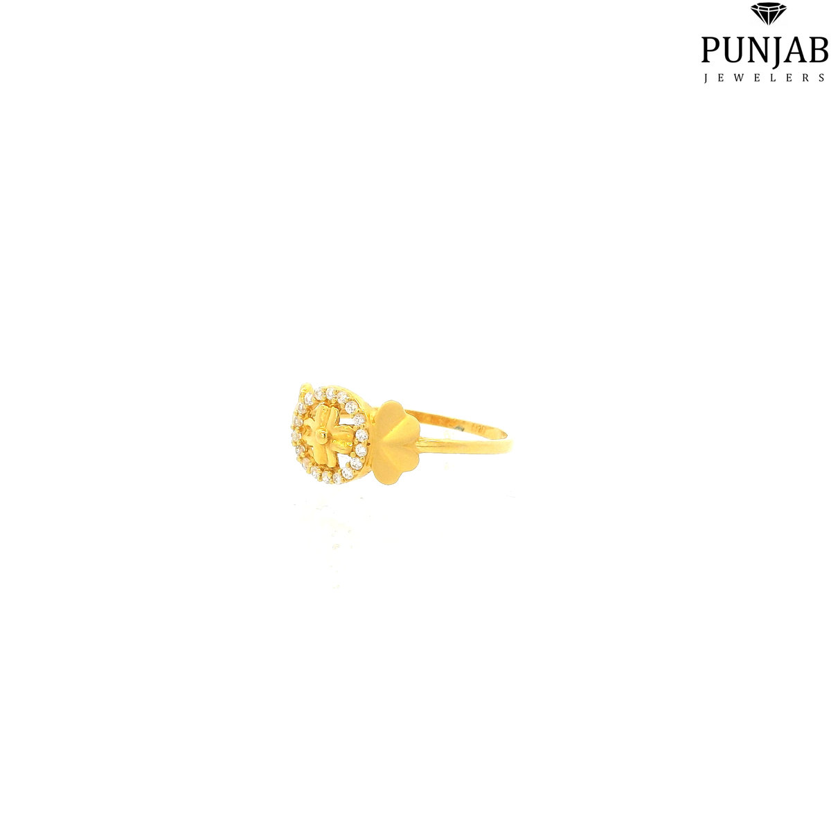 22K Yellow Gold Fancy Ring with Cubic Zirconia