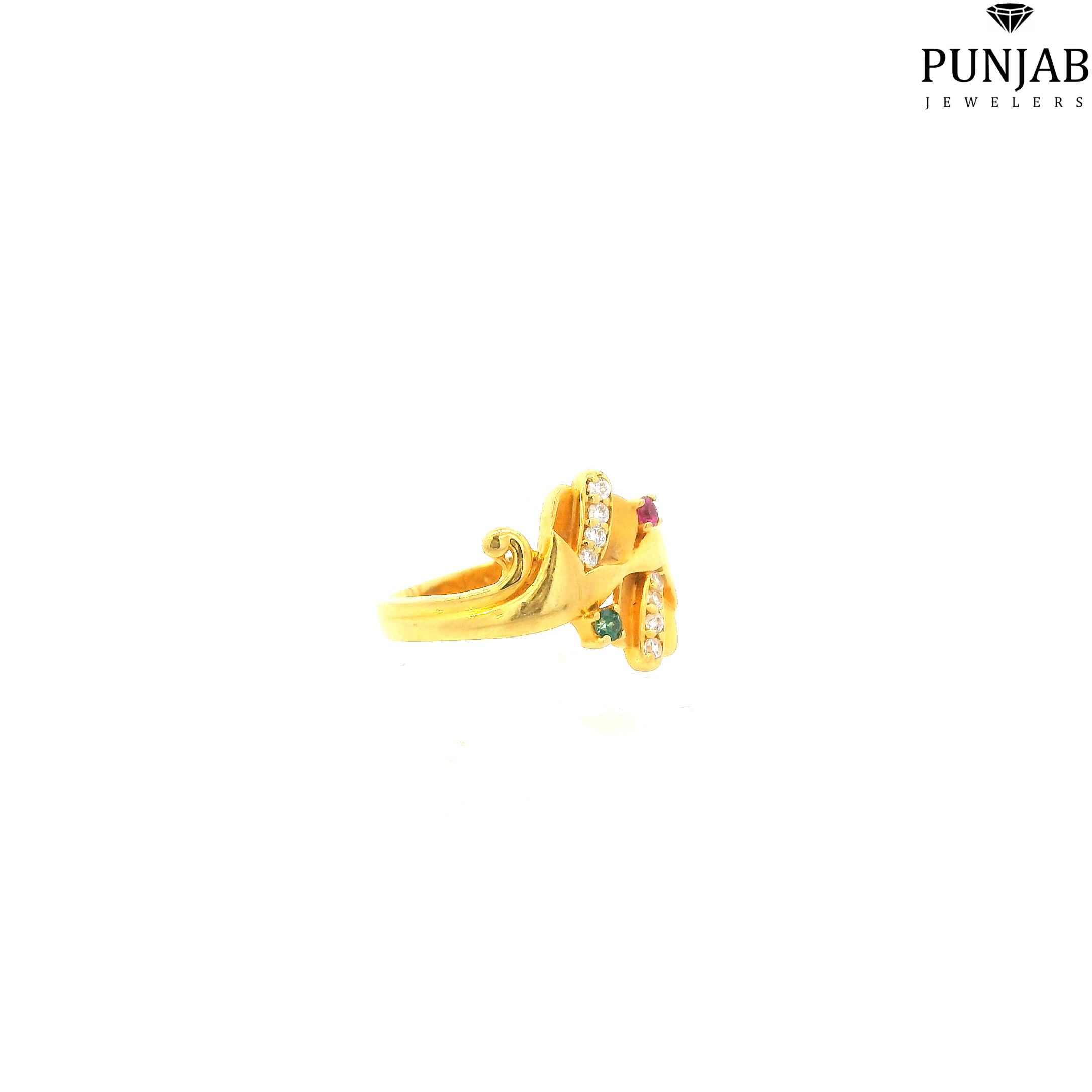22K Yellow Gold Fancy Ring with Cubic Zirconia