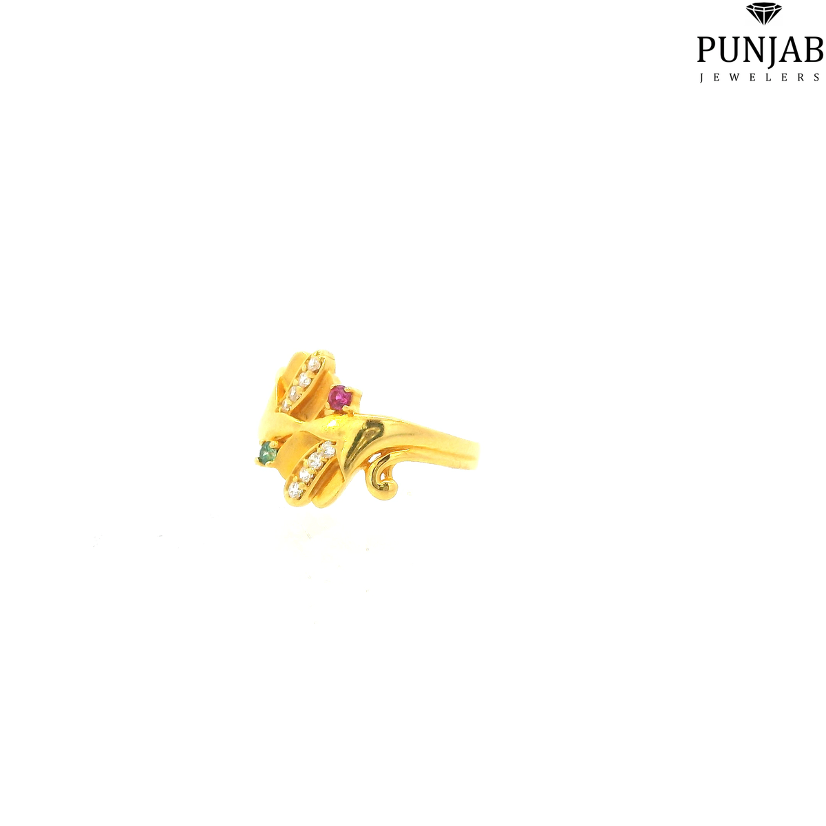 22K Yellow Gold Fancy Ring with Cubic Zirconia
