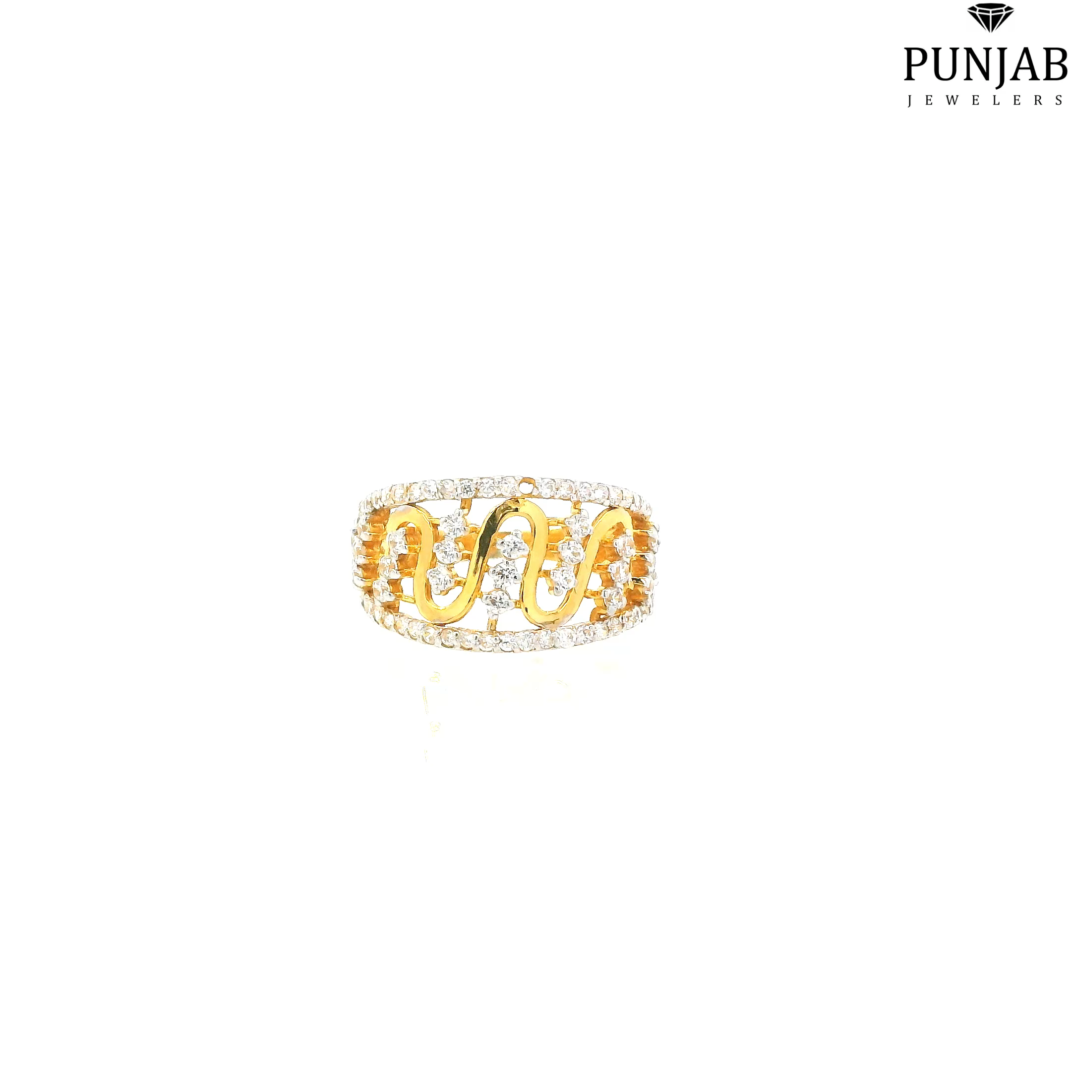 22K Yellow Gold Fancy Ring with Cubic Zirconia