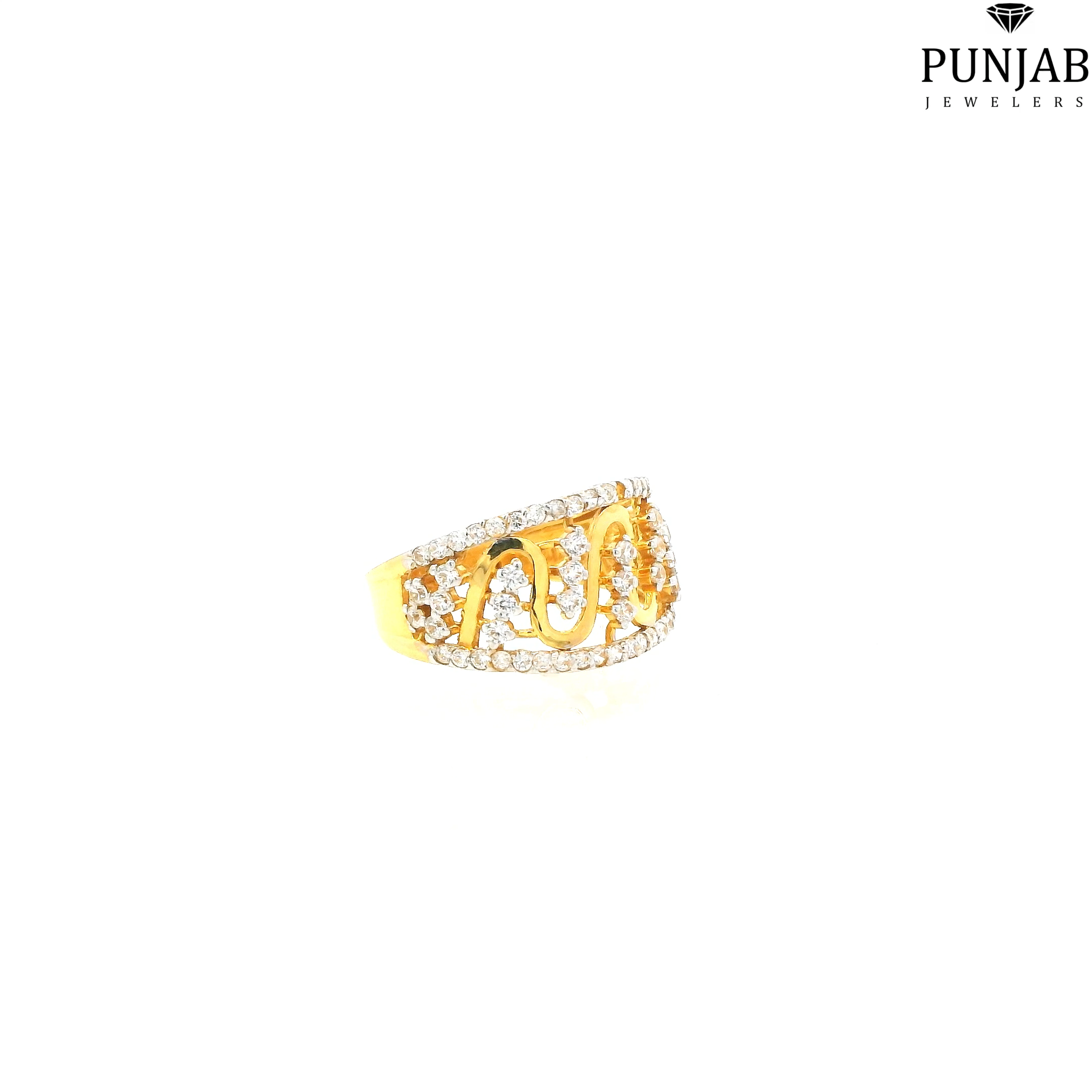 22K Yellow Gold Fancy Ring with Cubic Zirconia