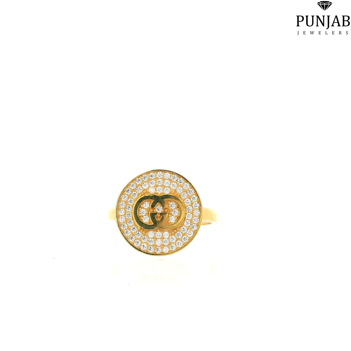 22K Yellow Gold Fancy Ring with Cubic Zirconia