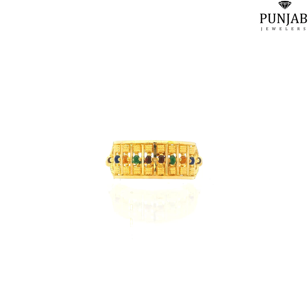 22K Yellow Gold Fancy Ring with Colored Stone