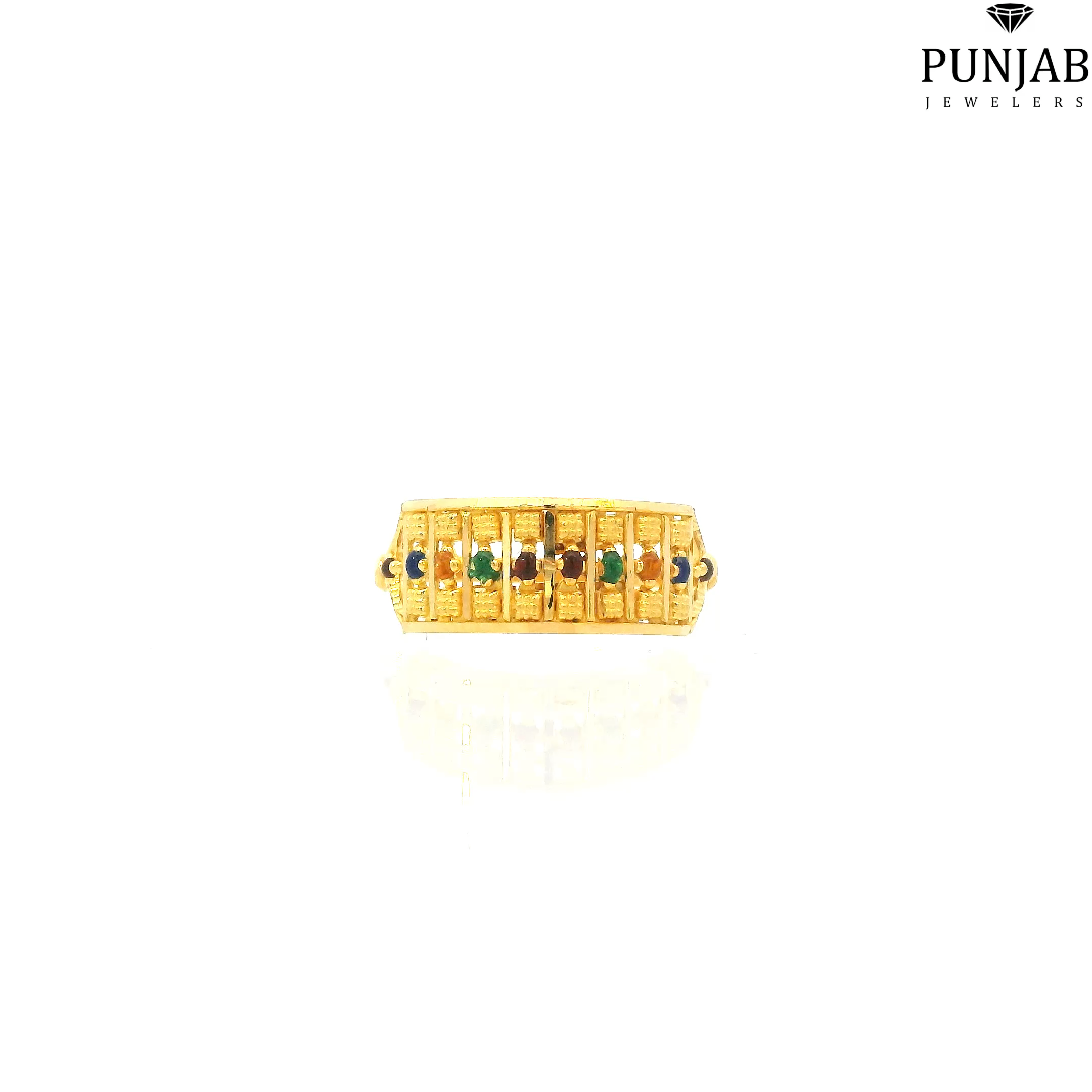 22K Yellow Gold Fancy Ring with Colored Stone