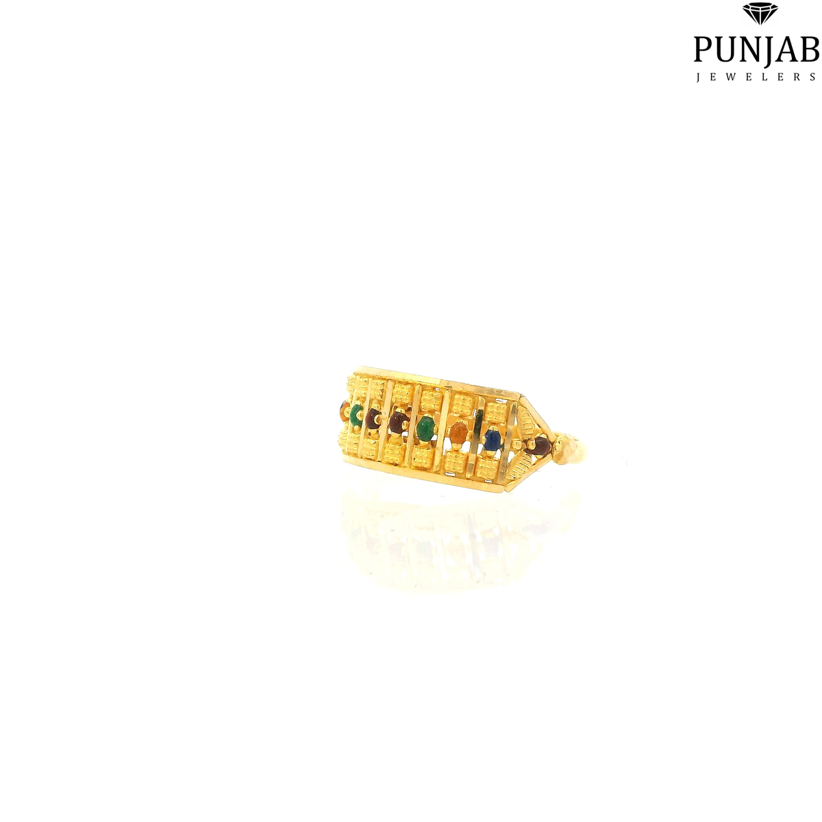 22K Yellow Gold Fancy Ring with Colored Stone