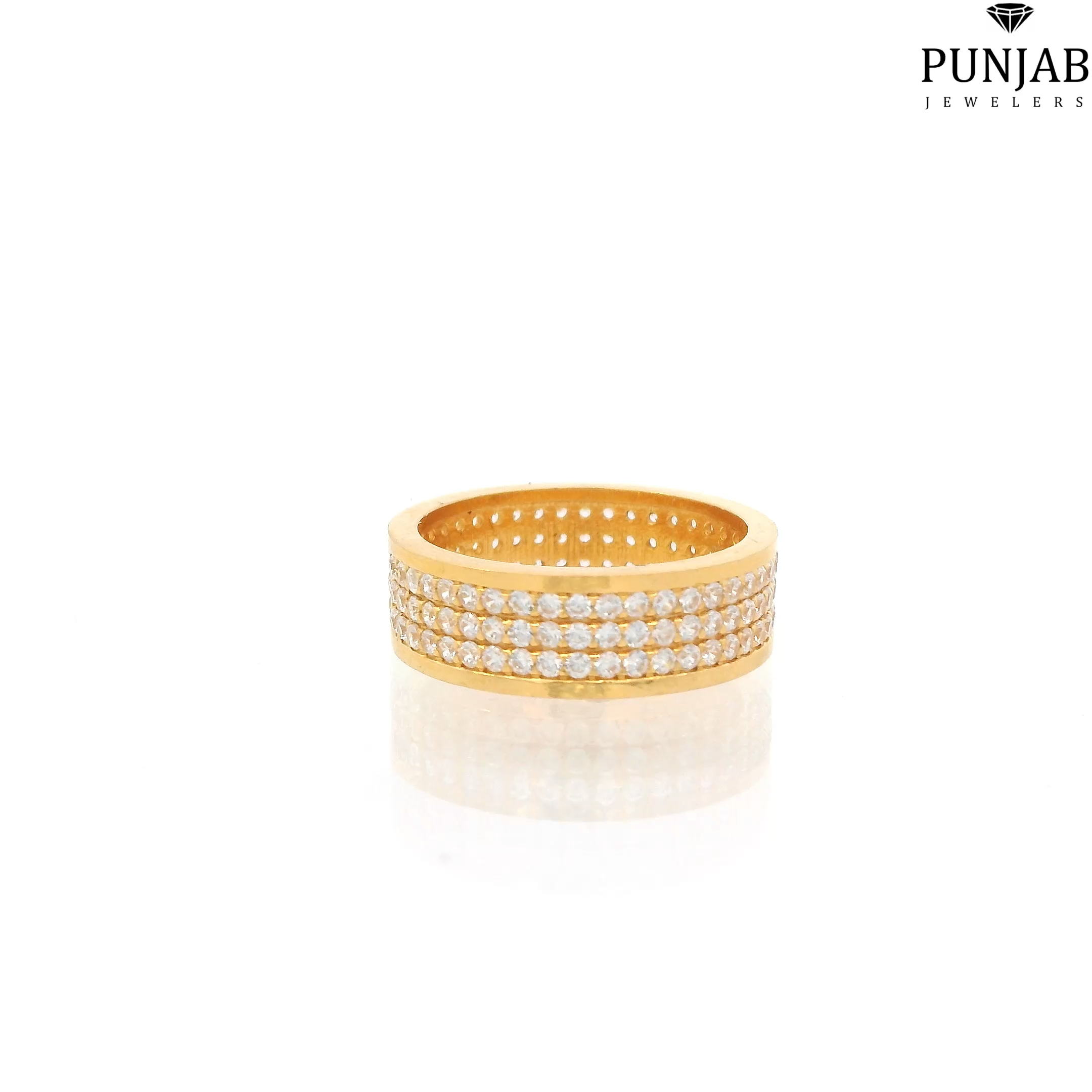 22K Yellow Gold Fancy Ring with Cubic Zirconia
