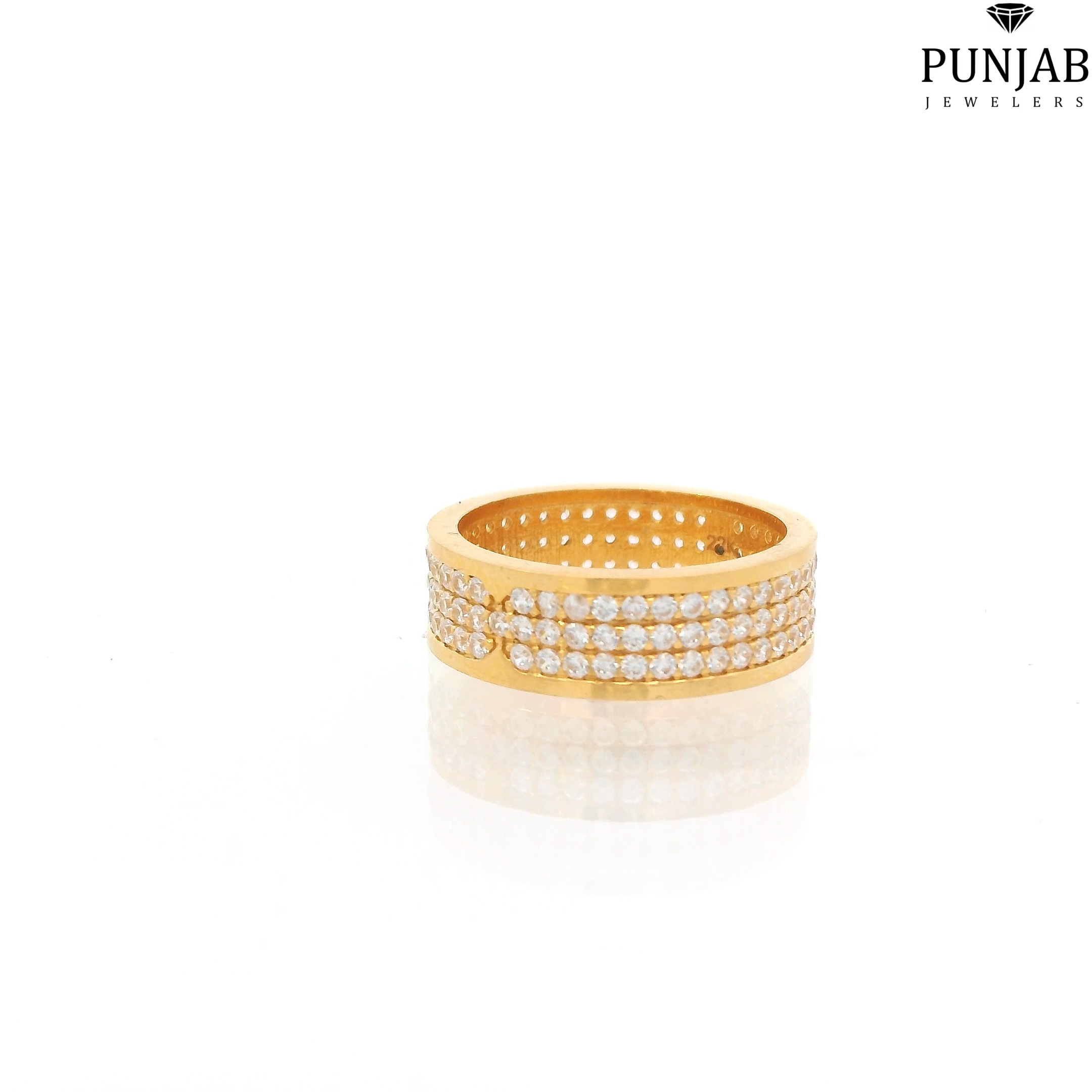 22K Yellow Gold Fancy Ring with Cubic Zirconia