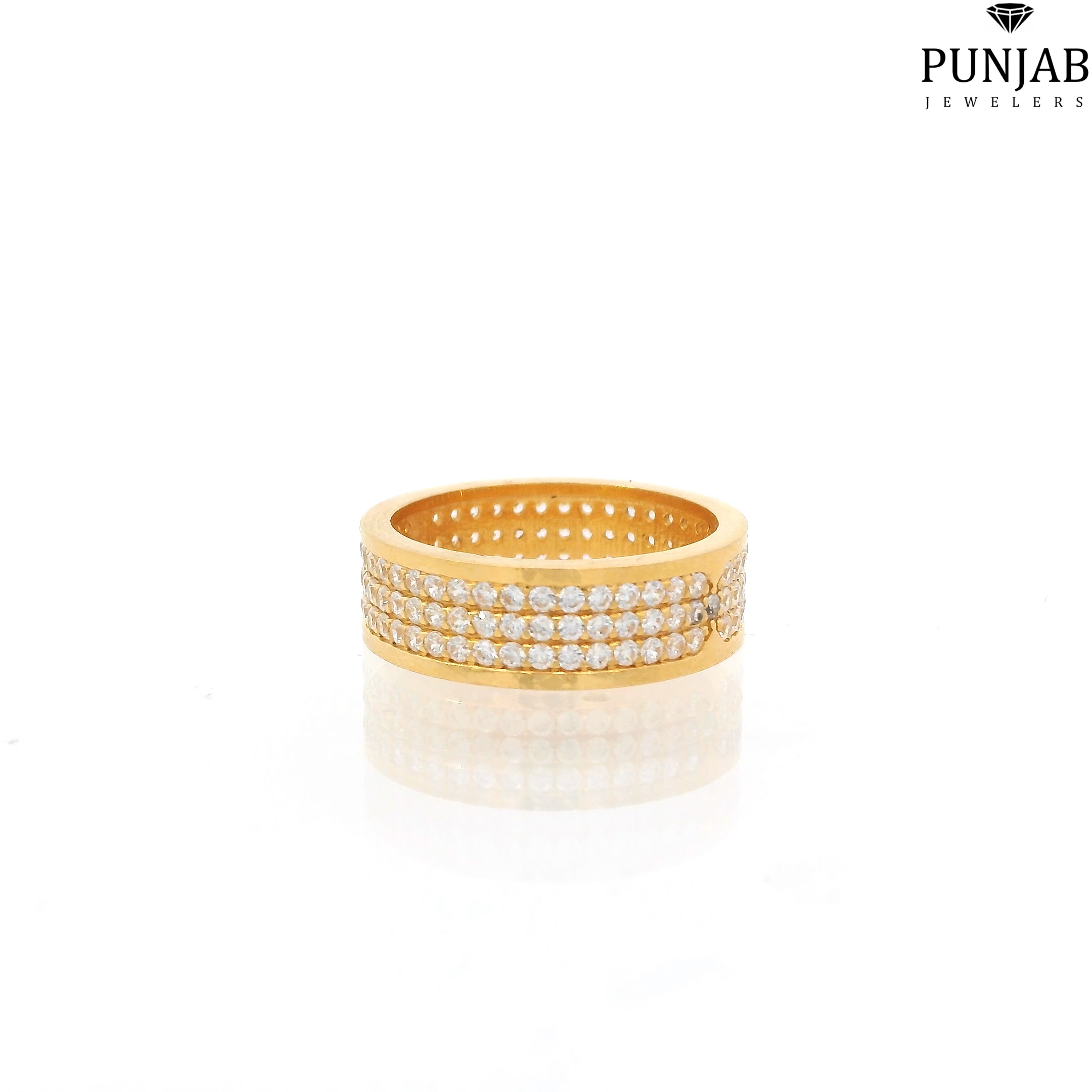 22K Yellow Gold Fancy Ring with Cubic Zirconia