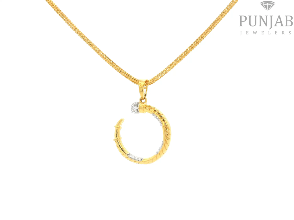 22K Yellow Gold Fancy Pendant with Cubic Zirconia
