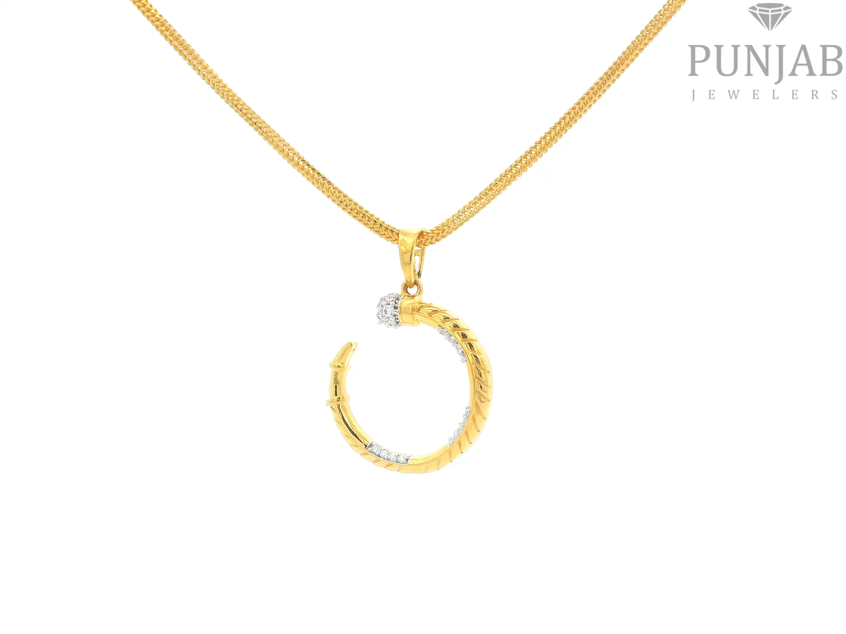 22K Yellow Gold Fancy Pendant with Cubic Zirconia