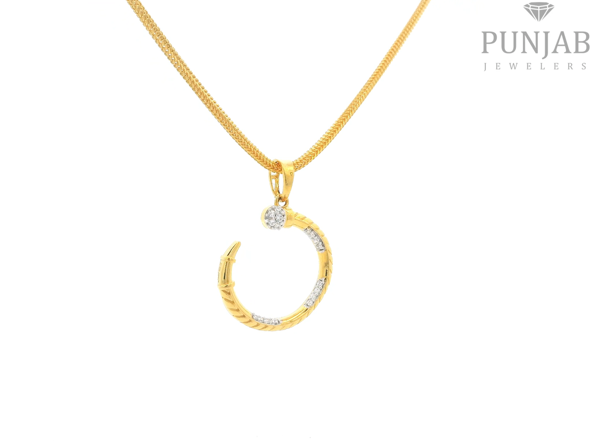 22K Yellow Gold Fancy Pendant with Cubic Zirconia