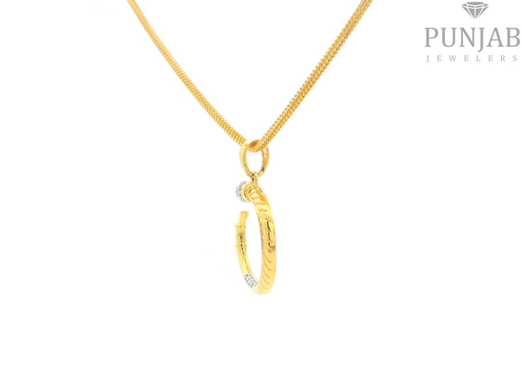 22K Yellow Gold Fancy Pendant with Cubic Zirconia