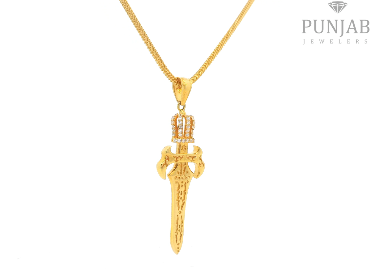22K Yellow Gold Om Pendant with Cubic Zirconia
